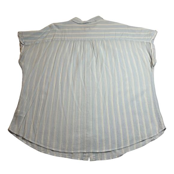 Ava & Viv Stripe Short Sleeve Button Up Shirt Size 2X Cotton Lightweight Coastal - Picture 2 of 7